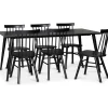 Dipp matgrupp; matbord 180x90 cm med 6 st svarta Orust pinnstolar
