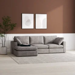 Divansoffa Falkenberg grå 296 cm vändbar divan + Möbeltassar