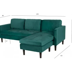 Divansoffa grön 218 cm bred