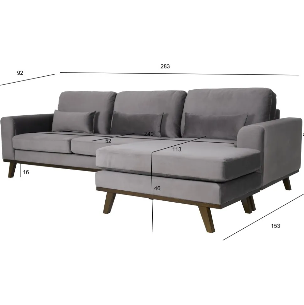 Divansoffa i grått sammet - Copenhagen + Fläckborttagare för möbler
