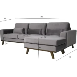 Divansoffa i grått sammet - Copenhagen