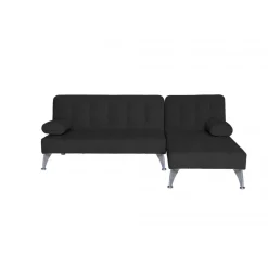 Divansoffa med bäddfunktion svart sammet - Neptun