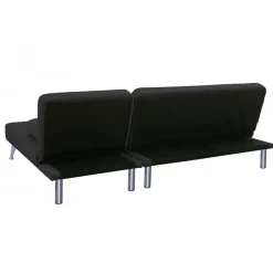 Divansoffa med bäddfunktion svart sammet - Neptun