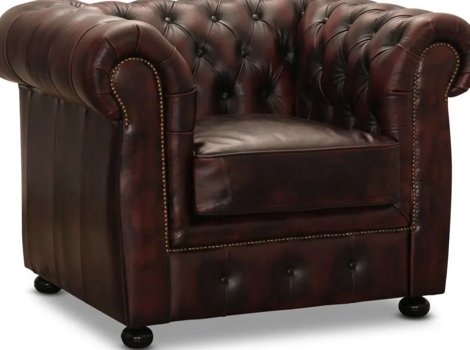 Dublin Chesterfield fåtölj Oxblod läder + Textilrengöring för möbler