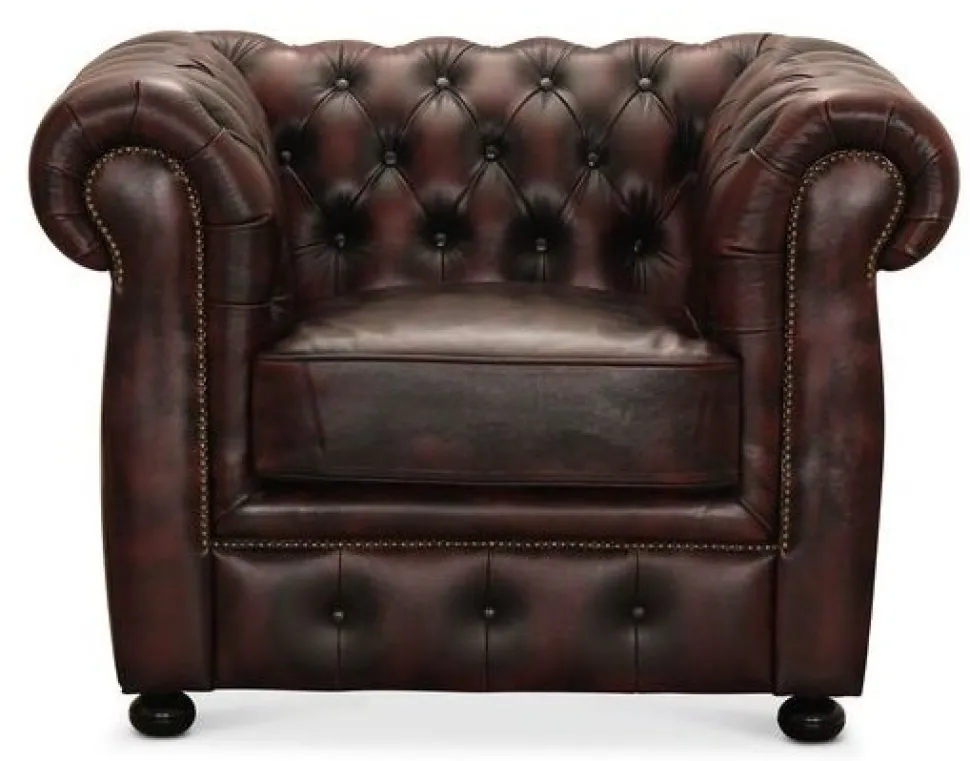 Dublin Chesterfield fåtölj Oxblod läder + Textilrengöring för möbler