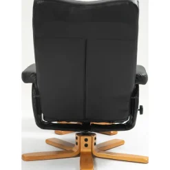 Duva reclinerfåtölj med fotpall i svart PU med bruna ben + Möbeltassar