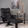 Duva reclinerfåtölj med fotpall i svart PU + Fläckborttagare för möbler