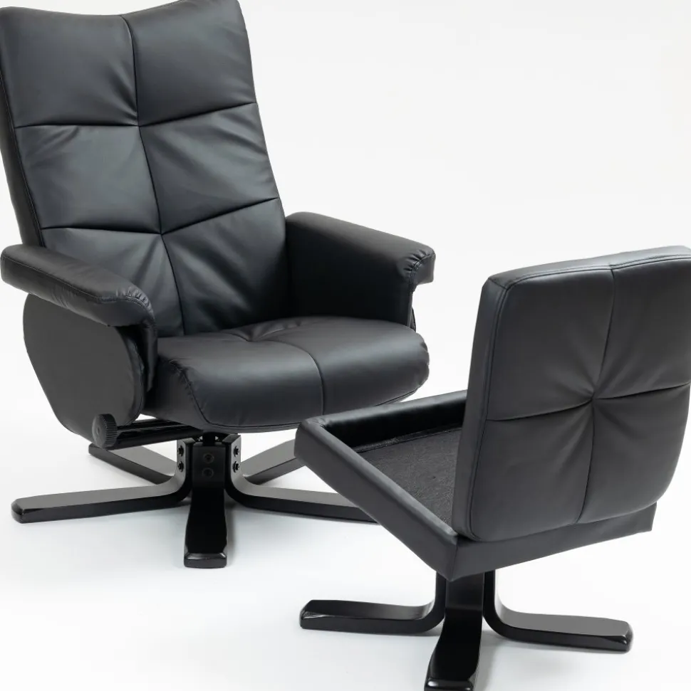 Duva reclinerfåtölj med fotpall i svart PU