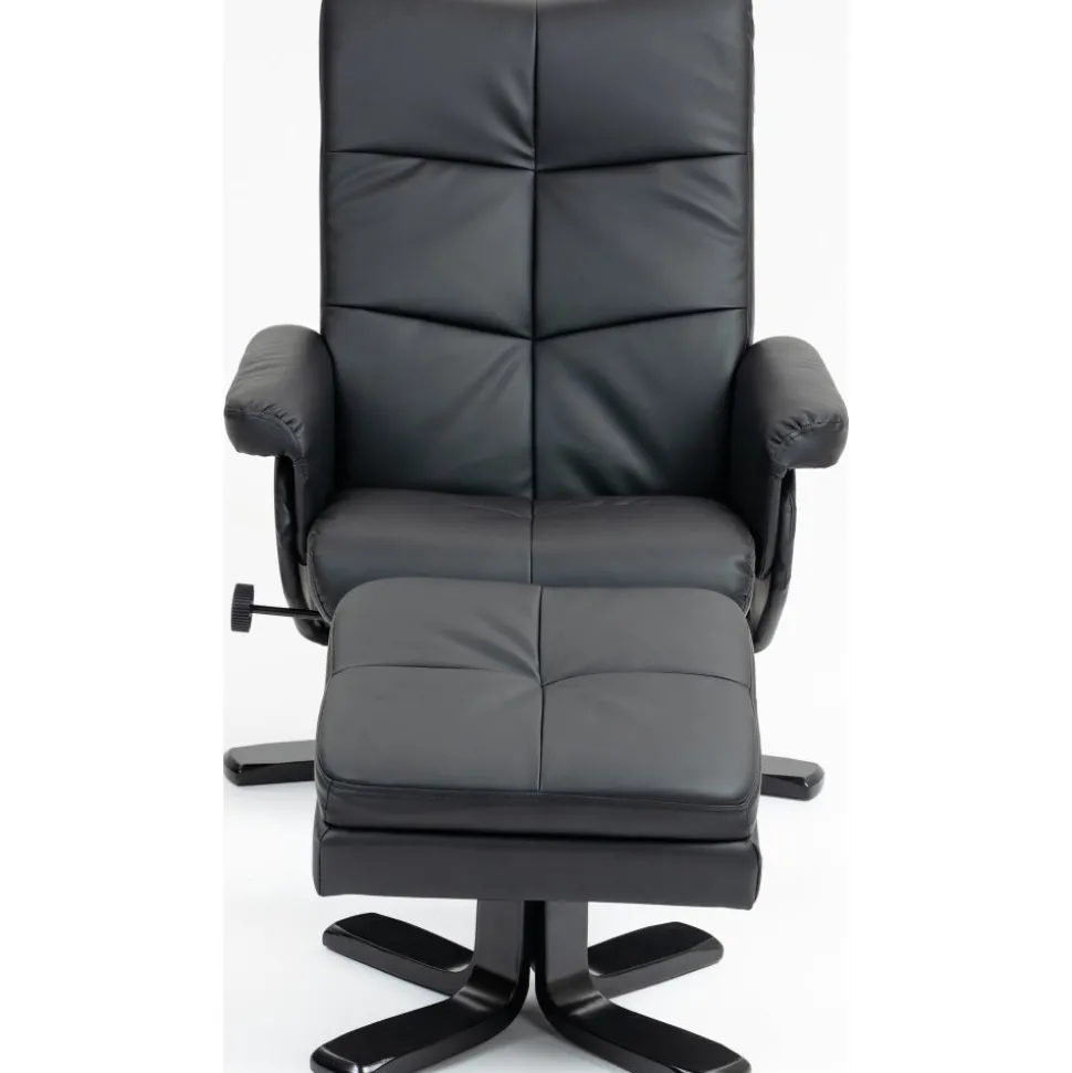 Duva reclinerfåtölj med fotpall i svart PU