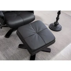 Duva reclinerfåtölj med fotpall i svart PU