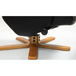 Duva reclinerfåtölj med fotpall i svart PU med bruna ben