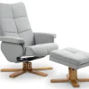 Duva ställbar fåtölj inklusive fotpall med förvaring - Grått tyg med träben
