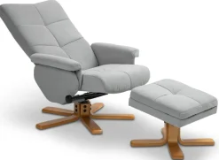 Duva ställbar fåtölj inklusive fotpall med förvaring - Grått tyg med träben