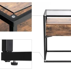 Eddie sidobord 43 x 43 cm - Brun/svart