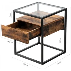 Eddie sidobord 43 x 43 cm - Brun/svart