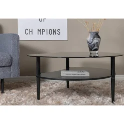 Egg bord 101 x 80 cm - Svart/Grå