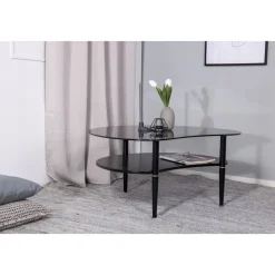 Egg bord 101 x 80 cm - Svart/Grå