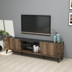 Elegant TV-bänk - Valnöt/svart