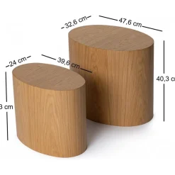 Elipse sidobord-set - Ek