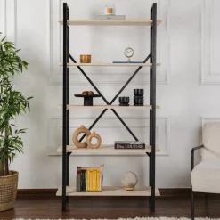 Elysian bokhylla - Travertin/svart