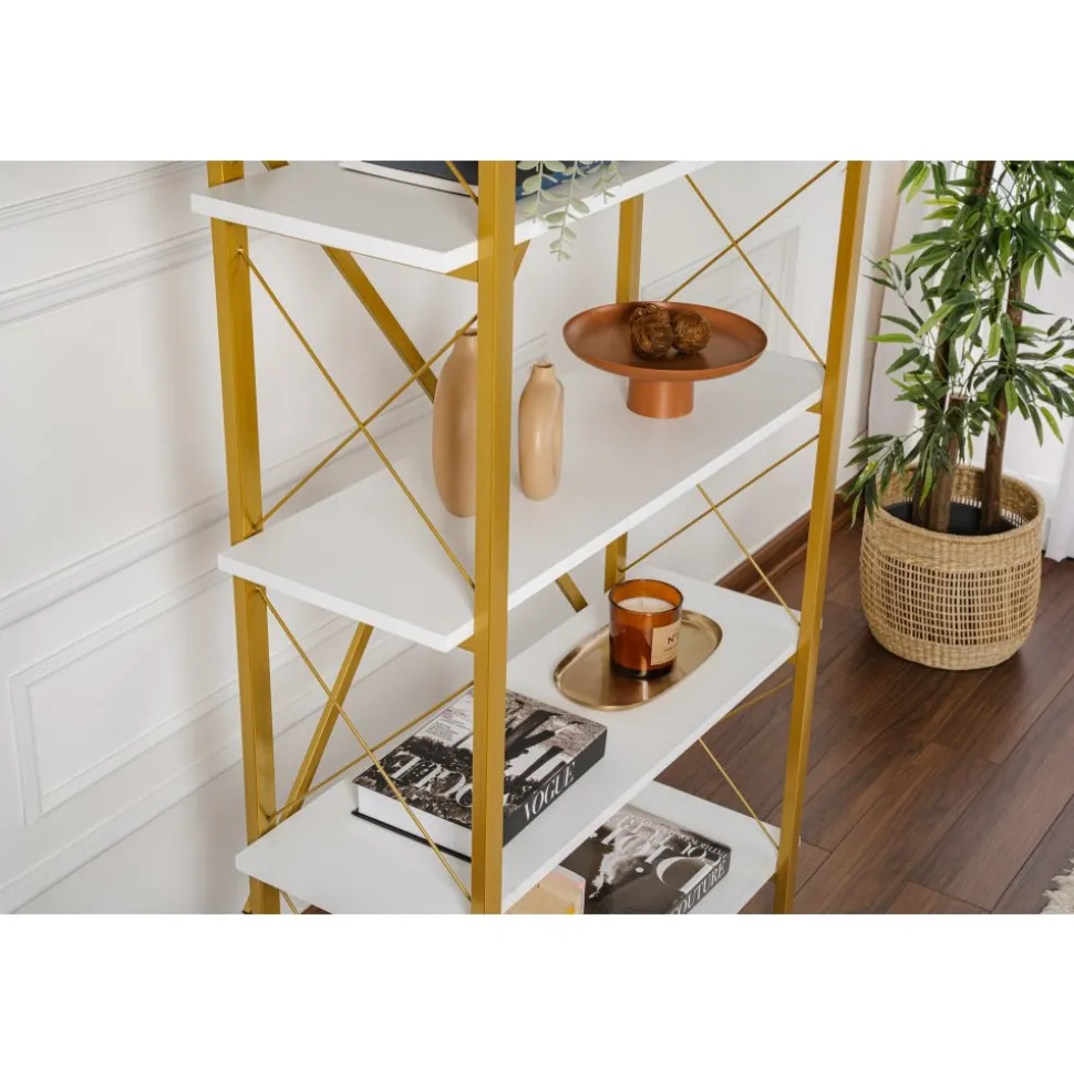 Elysian bokhylla - Vit/guld