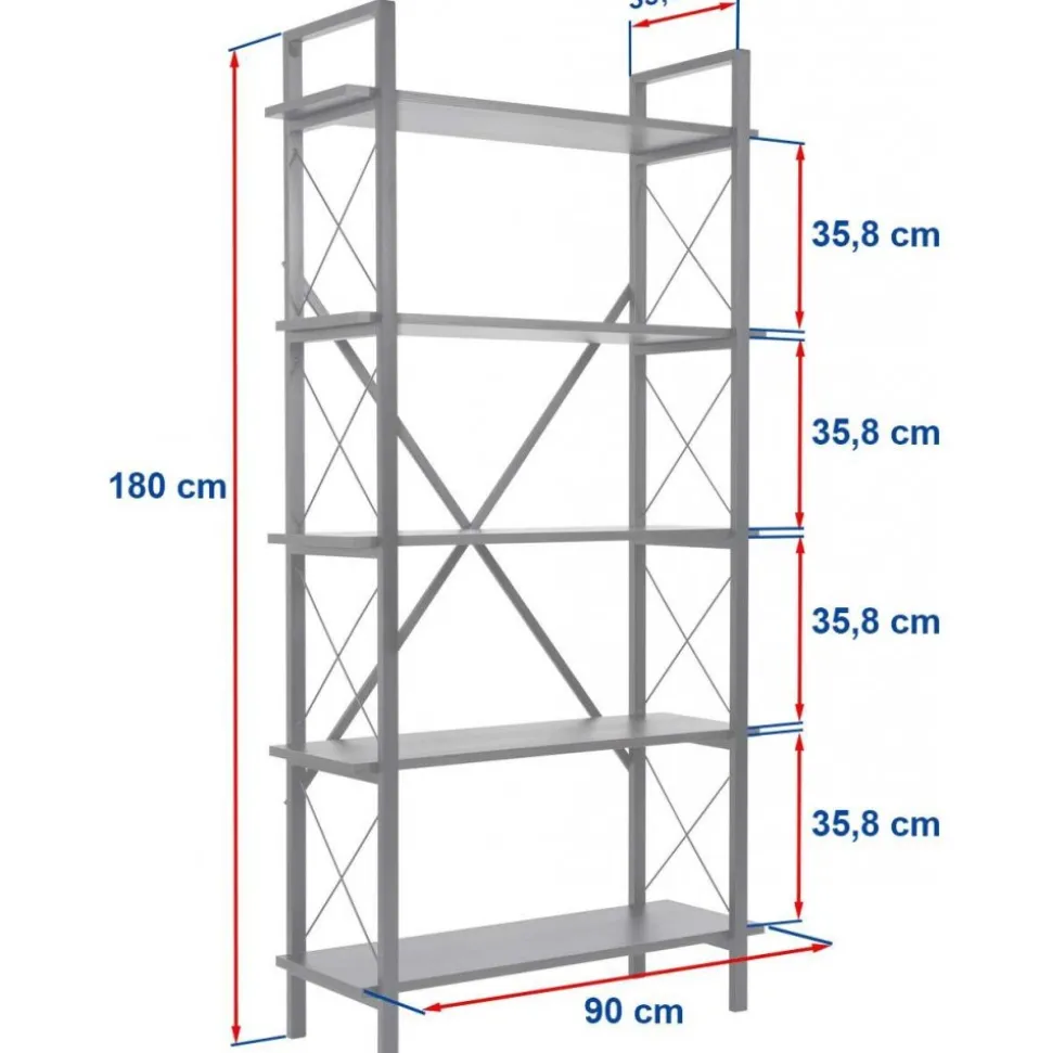 Elysian bokhylla - Vit/guld