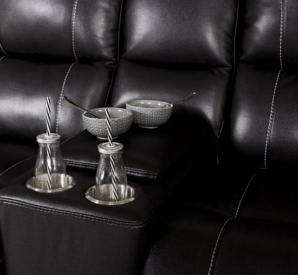 Enjoy Chicago Biosoffa - 2-sits soffa recliner (el) i svart konstläder