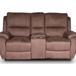 Enjoy Hollywood Biosoffa - 2-sits recliner (el) i brunt microfibertyg