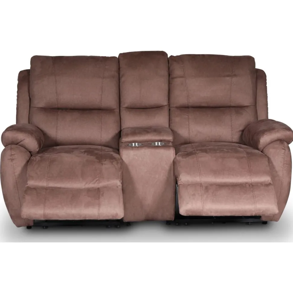 Enjoy Hollywood Biosoffa - 2-sits recliner (el) i brunt microfibertyg