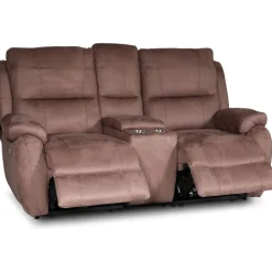 Enjoy Hollywood Biosoffa - 2-sits recliner (el) i brunt microfibertyg