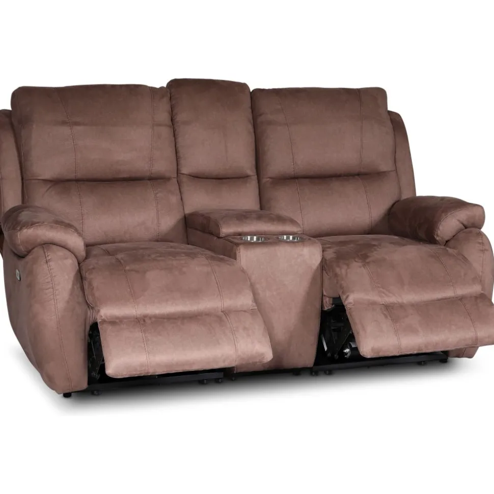 Enjoy Hollywood Biosoffa - 2-sits recliner (el) i brunt microfibertyg