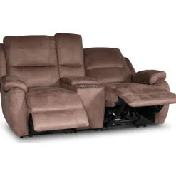 Enjoy Hollywood Biosoffa - 2-sits recliner (el) i brunt microfibertyg