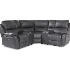 Enjoy Hollywood Biosoffa (hörnsoffa) - 3-sits (el) i grått konstskinn