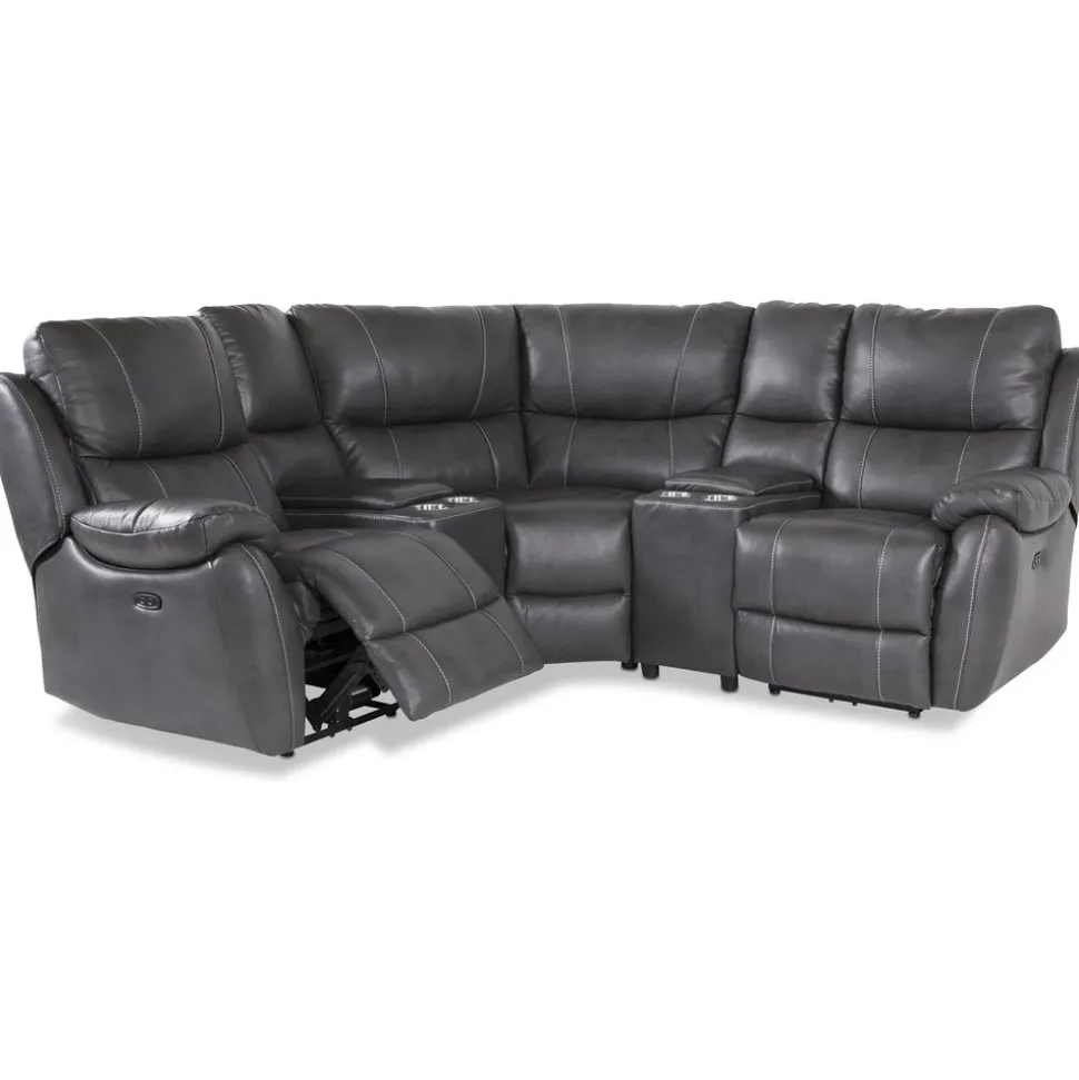 Enjoy Hollywood Biosoffa (hörnsoffa) - 3-sits (el) i grått konstskinn