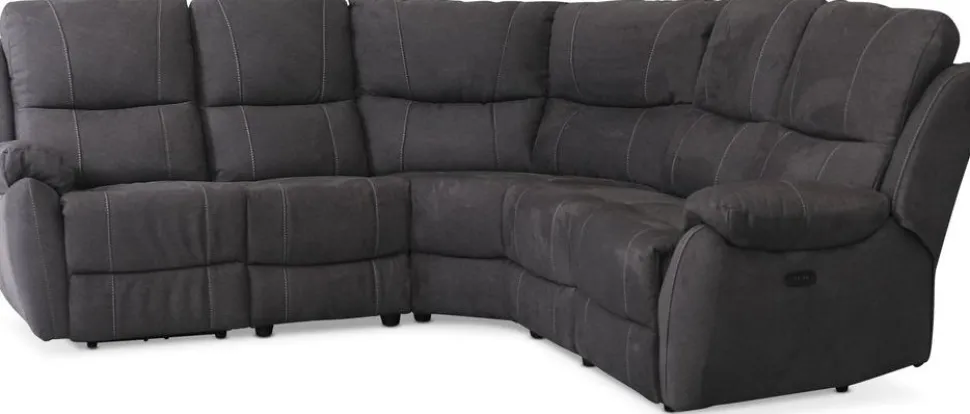 Enjoy Hollywood recliner-hörnsoffa - 4-sits (el) i antracit microfibertyg