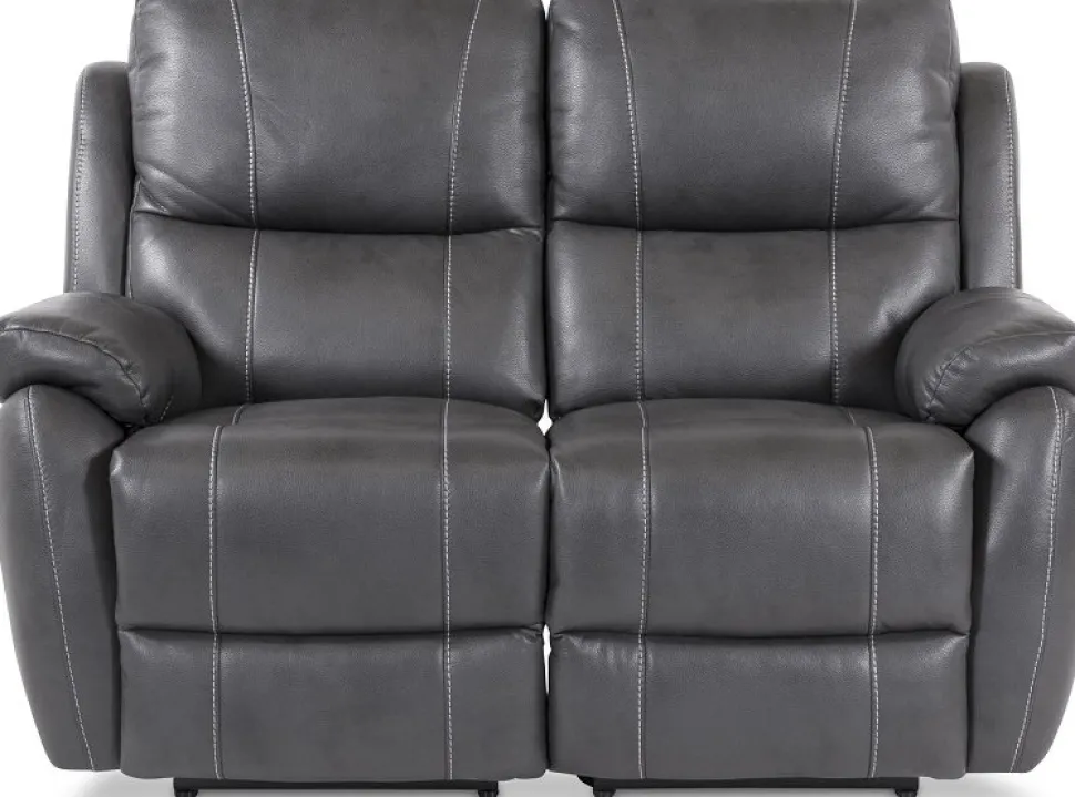 Enjoy Hollywood reclinersoffa (Biosoffa) - 2-sits (el) i i grått konstskinn + Möbelvård Läderrengöring