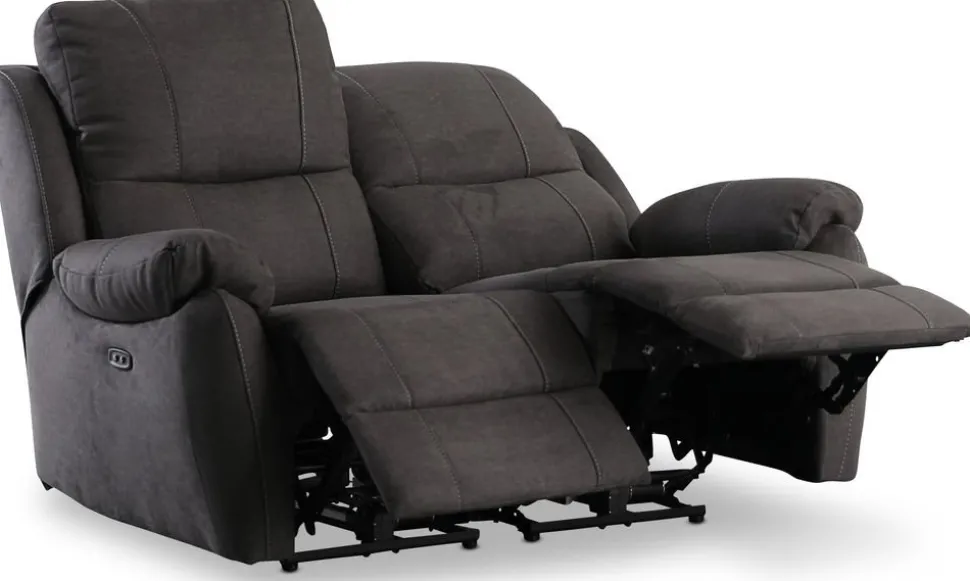 Enjoy Hollywood reclinersoffa - 2-sits (el) i antracit microfibertyg + Möbeltassar