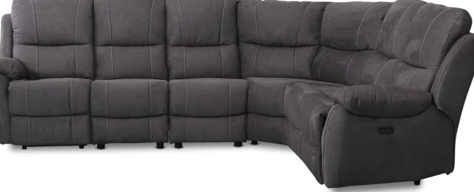 Enjoy recliner-hörnsoffa - 5-sits (el) i antracit microfibertyg