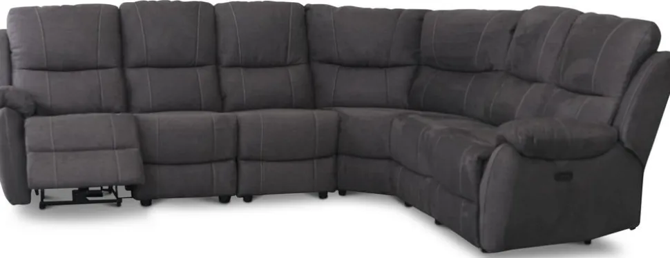 Enjoy recliner-hörnsoffa - 5-sits (el) i antracit microfibertyg
