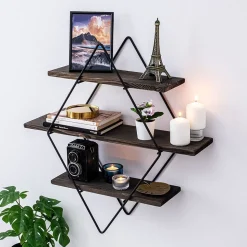 Erasmus vägghylla - Svart/valnöt