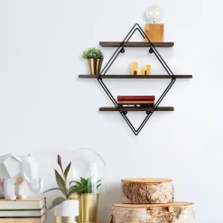 Erasmus vägghylla - Svart/valnöt