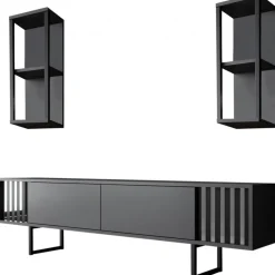 Erki TV-bänk - Antracit/svart