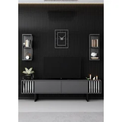 Erki TV-bänk - Antracit/svart