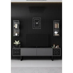 Erki TV-bänk - Antracit/svart