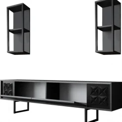 Erki TV-bänk - Antracit/svart
