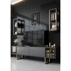 Erki TV-bänk - Antracit/svart