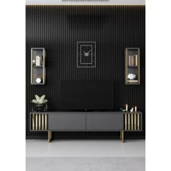 Erki TV-bänk - Antracit/svart