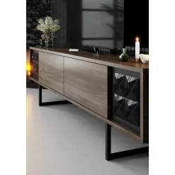 Erki TV-bänk - Valnöt/svart