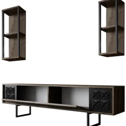 Erki TV-bänk - Valnöt/svart