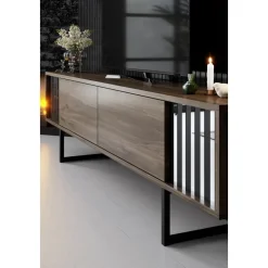 Erki TV-bänk - Valnöt/svart